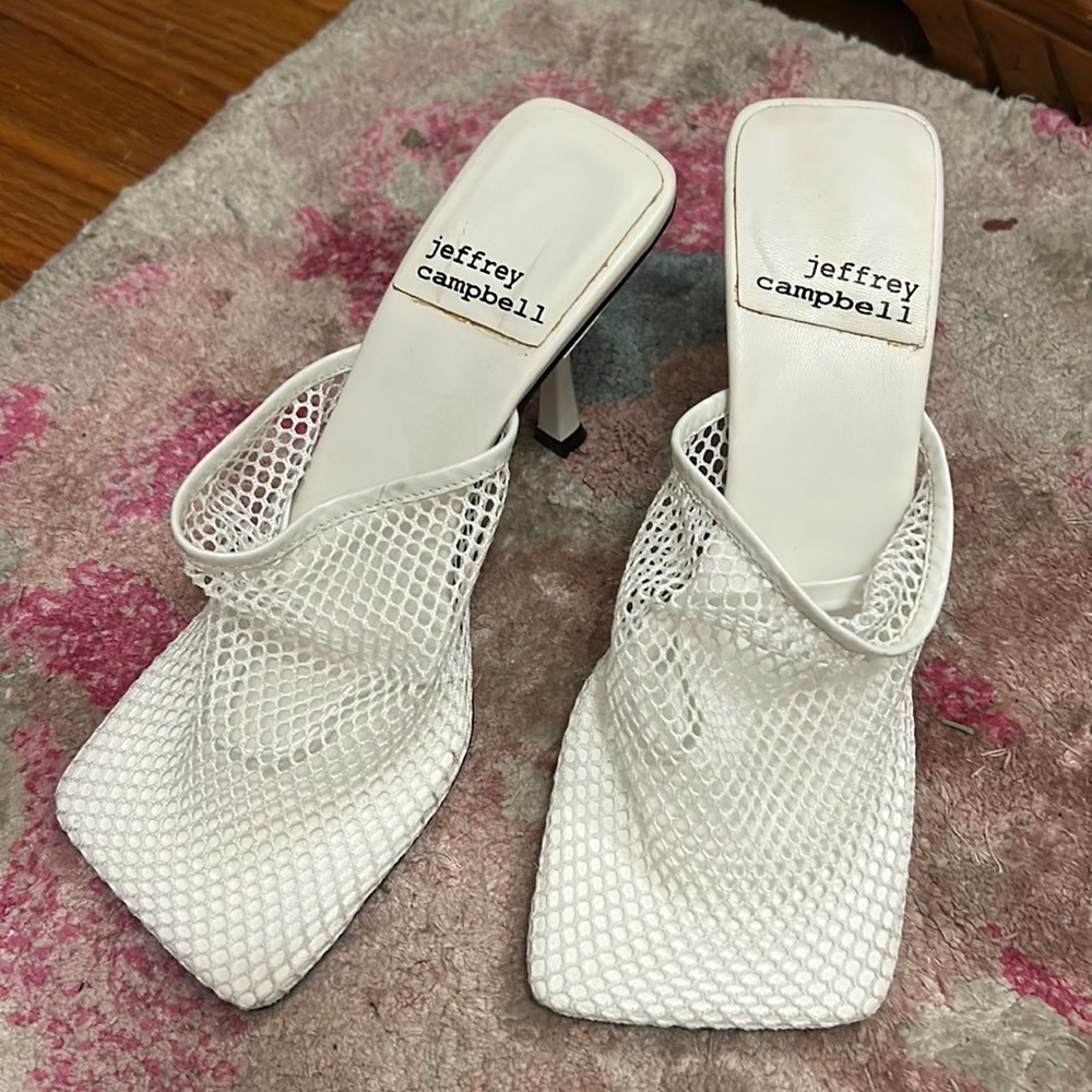 Jeffrey Campbell White Mesh Heels